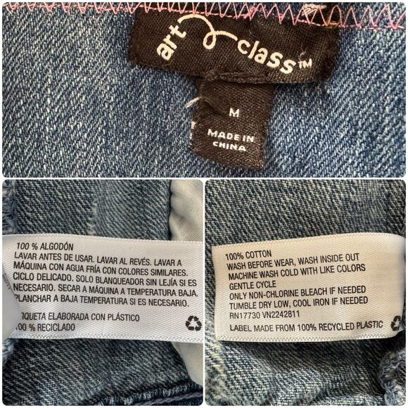 NIRVANA 90s Guitar Upcycled Distressed Denim Jacket Retro Vintage Kids Size M - Picture 11 of 11